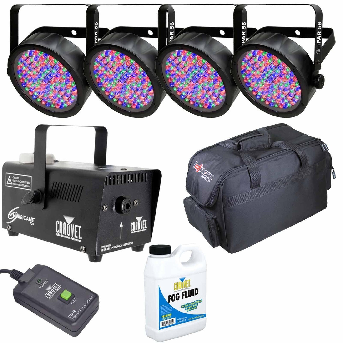 (4) Chauvet DJ SlimPAR 56 & Fog Machine Package