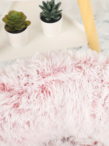 1pc Gradient Pink Plush Round Dog Nest Dog Bed Comfortable Dog Cushion Dount Anti-Anxiety Dog Bed