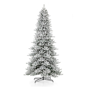 11 ft. Pre-Lit Flocked Slim Fir Artificial Christmas Tree with 950 Warm White Lights