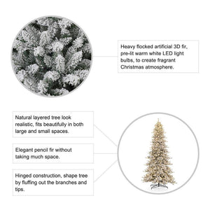 11 ft. Pre-Lit Flocked Slim Fir Artificial Christmas Tree with 950 Warm White Lights