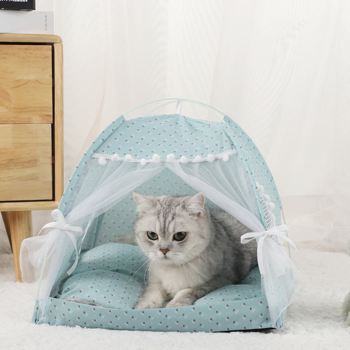 Dog Tent Nest, Floral Pattern Breathable Dog Tent House With Removable Cushion Pad, Portable And Foldable Dog Kennel