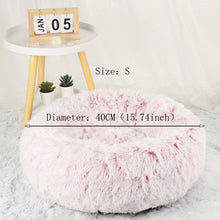 1pc Gradient Pink Plush Round Dog Nest Dog Bed Comfortable Dog Cushion Dount Anti-Anxiety Dog Bed