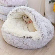 Round Cat Bed Nest Semi-enclosed Cat Nest Plush Cat Sleeping Bed Winter Warm Cat Bed