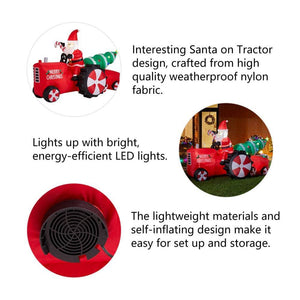 11 ft. Lighted Inflatable Santa on Tractor Decor