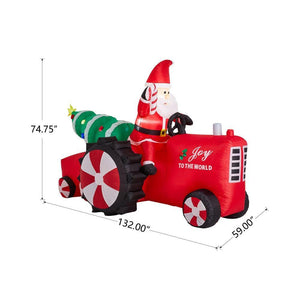 11 ft. Lighted Inflatable Santa on Tractor Decor