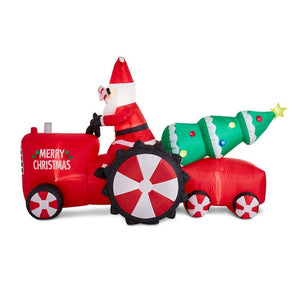 11 ft. Lighted Inflatable Santa on Tractor Decor