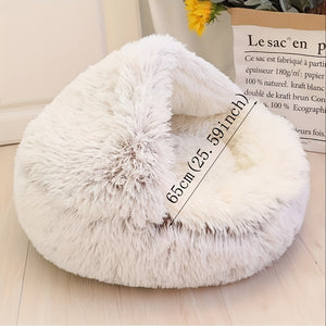 Round Cat Bed Nest Semi-enclosed Cat Nest Plush Cat Sleeping Bed Winter Warm Cat Bed