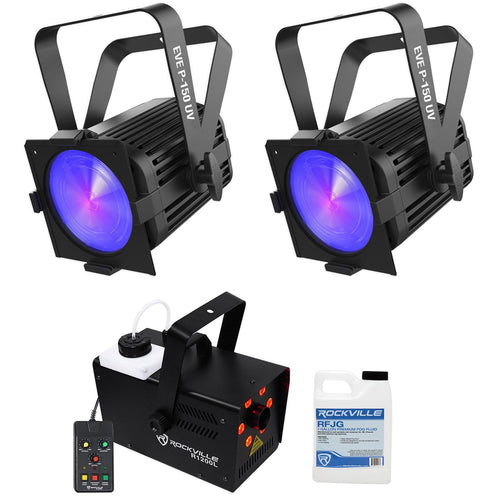 (2) Chauvet DJ EVE P-150 UV DMX Black Light Stage Cannons+LED Fogger+Fluid