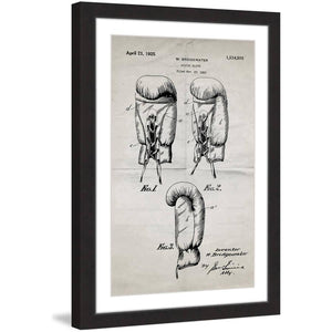 "Boxing Gloves 1923 Old Paper" Framed Painting Print