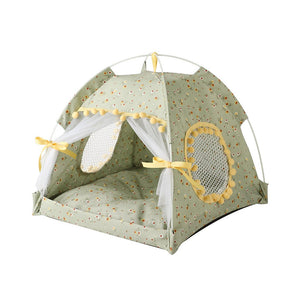 Pet Dog Pet Tent Home Printed Flowers With Sand Indoor Folding Tent Portable Cat Bed