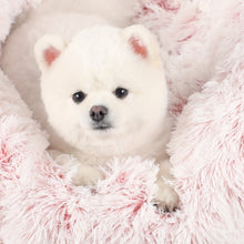 1pc Gradient Pink Plush Round Dog Nest Dog Bed Comfortable Dog Cushion Dount Anti-Anxiety Dog Bed