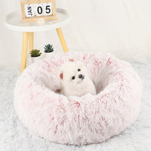 1pc Gradient Pink Plush Round Dog Nest Dog Bed Comfortable Dog Cushion Dount Anti-Anxiety Dog Bed