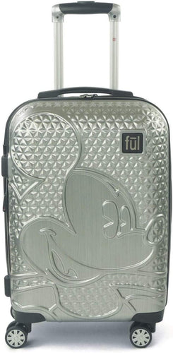 's Mickey Mouse 25 Inch Hardside Carry-On Luggage with Retractable Handle and Spinner Wheels, Silver, (ECFC5007-040)