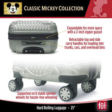 's Mickey Mouse 25 Inch Hardside Carry-On Luggage with Retractable Handle and Spinner Wheels, Silver, (ECFC5007-040)