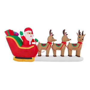 12 ft Santa in Sleigh With Reindeer  Holiday Inflatable