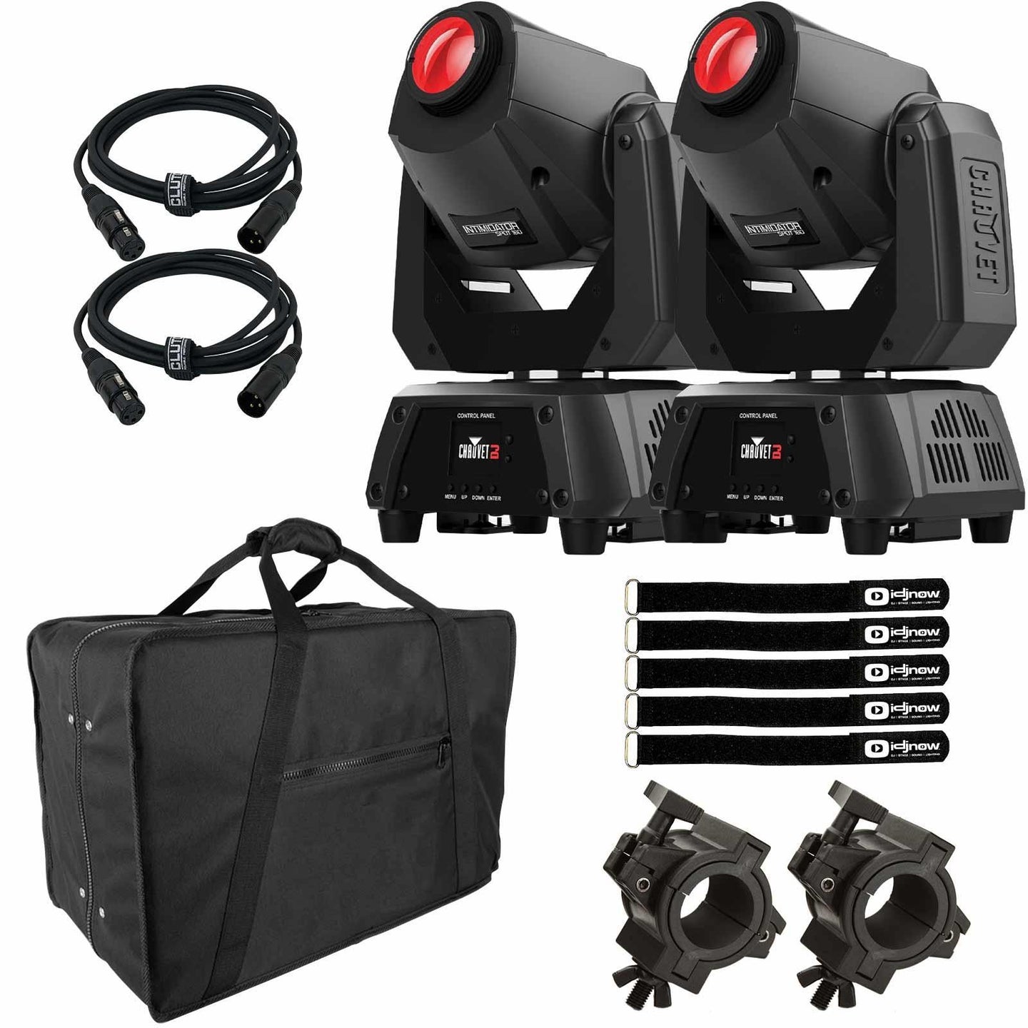 (2) Chauvet DJ Intimidator Spot 160 ILS Moving Heads with Carry Bags Package