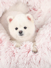 1pc Gradient Pink Plush Round Dog Nest Dog Bed Comfortable Dog Cushion Dount Anti-Anxiety Dog Bed