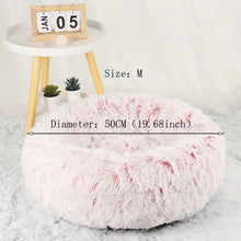 1pc Gradient Pink Plush Round Dog Nest Dog Bed Comfortable Dog Cushion Dount Anti-Anxiety Dog Bed