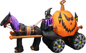 11.5 Foot Long Inflatable Grim Reaper Driving Pumpkin Carriage