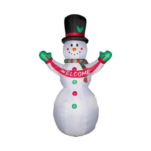 12 ft. Lighted Inflatable Snowman with Welcome Decor