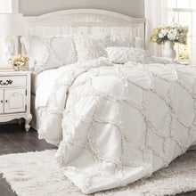 Load image into Gallery viewer, &quot;Lush Decor Avon Shabby Chic Textured Ruffle Detail Comforter, Queen, White, 3-Pc Set&quot;