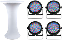 (4) Chauvet Slimpar64 Slim Par Can Wash Light DJ Up-Lights+Club Style Table