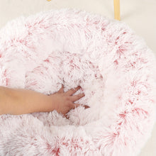 1pc Gradient Pink Plush Round Dog Nest Dog Bed Comfortable Dog Cushion Dount Anti-Anxiety Dog Bed