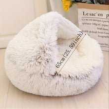 Round Cat Bed Nest Semi-enclosed Cat Nest Plush Cat Sleeping Bed Winter Warm Cat Bed