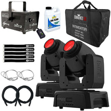 (2) Chauvet DJ Intimidator Spot 110 Lightweight LED Moving Head Spotlights with Hurricane 700 Fog Machine Package